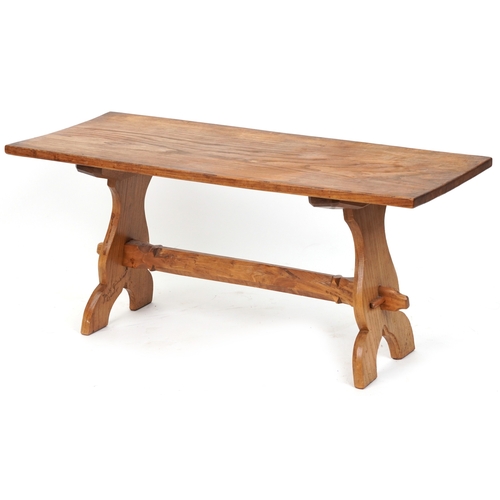 2006 - A 20th century elm rectangular coffee table by Jack Grimble, Cromer, raised on shaped supports, 48cm... 