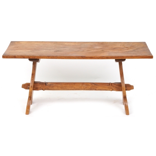 2006 - A 20th century elm rectangular coffee table by Jack Grimble, Cromer, raised on shaped supports, 48cm... 