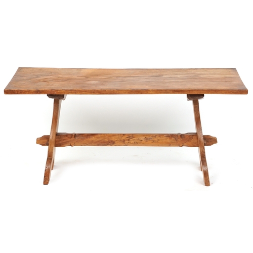 2006 - A 20th century elm rectangular coffee table by Jack Grimble, Cromer, raised on shaped supports, 48cm... 