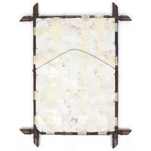 2115 - An early 20th century faux bamboo framed rectangular wall mirror, 84cm x 66cm.