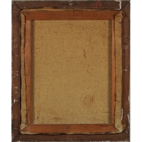 2412 - Still life vase of flowers, 20th century British school oil on canvas, indistinctly signed, within a... 