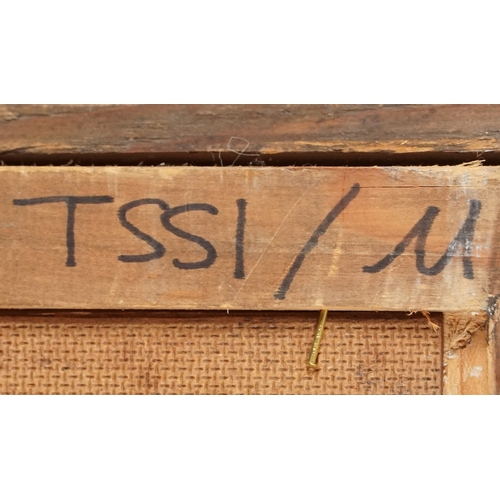 2411 - Figure within a landscape, 20th century continental school oil on board, indistinctly signed, within... 