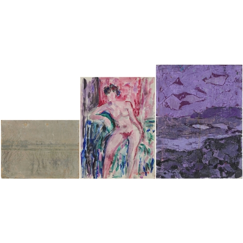 2544 - Roderic O'Conor - Full length female nude, 20th century Irish school watercolour on paper, unframed,... 