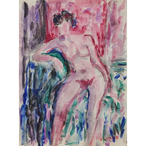 2544 - Roderic O'Conor - Full length female nude, 20th century Irish school watercolour on paper, unframed,... 
