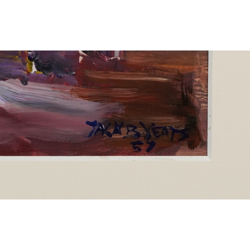 2426 - Abstract study, mid 20th century oil on paper, signed Jacob Yeats, dated '57, mounted, unframed, 41c... 