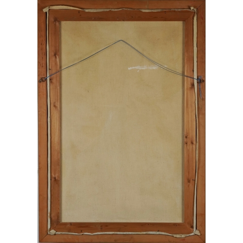 2495 - Chang - Ladder Street, late 20th century Asian school oil on canvas, framed, 88cm x 58cm.