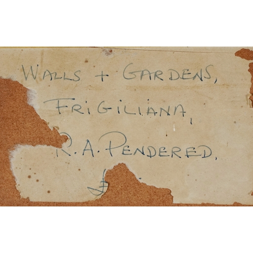 2465 - R. A Pendered - Walls & Gardens, 20th century watercolour on paper, framed and glazed, 77cm x 55cm.
