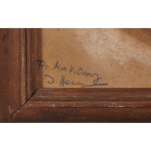 2429 - Mother and child, 20th century mixed media on paper, within a stained pine frame, 30cm x 36cm.