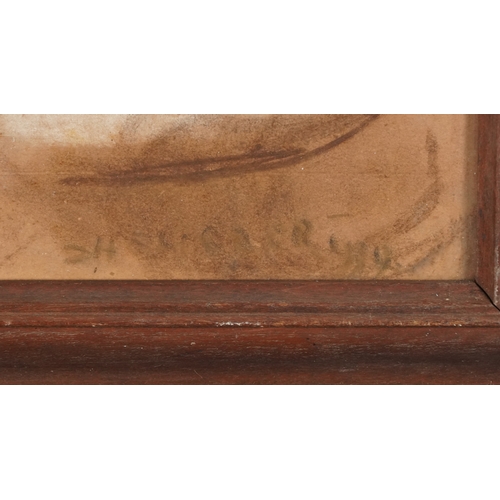 2429 - Mother and child, 20th century mixed media on paper, within a stained pine frame, 30cm x 36cm.