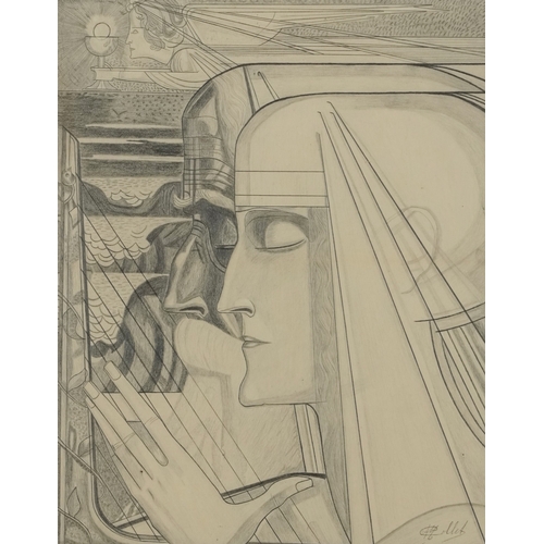 2430 - After Jan Toorop - The Prayer, 20th century continental school pencil on paper, framed and glazed, 2... 
