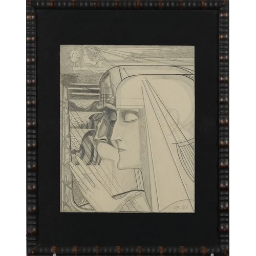 2430 - After Jan Toorop - The Prayer, 20th century continental school pencil on paper, framed and glazed, 2... 