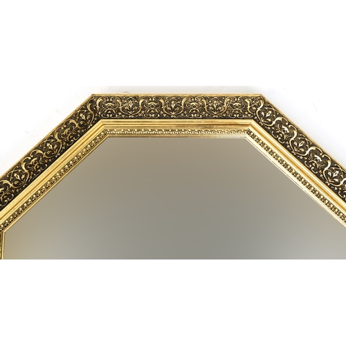 2138 - A late 20th century gilt framed octagonal wall mirror together with a similar full length mirror, th... 
