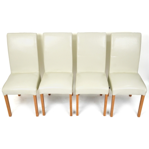 2171 - A set of four modern cream leather covered dining chairs, H-104cm