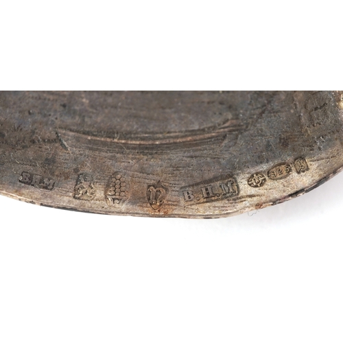 3641 - Antique and later silver comprising two twin handled trophies, a Dutch caddy spoon and set of 830 gr... 