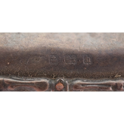 3673 - A gentlemen's silver plated oversized pocket watch having enamelled dial, housed in an Edwardian sil... 