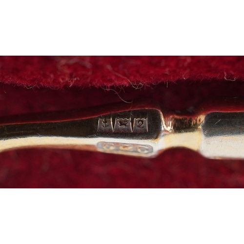 3612 - Cohen & Charles, a set of six silver and guilloche enamel teaspoons hand painted with flowers, house... 