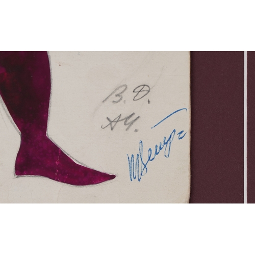 2541 - A group of four early 20th century Russian operatic costume drawings, each annotated and indistinctl... 