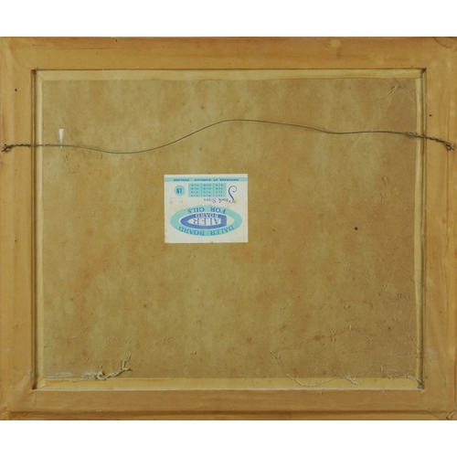 2331 - Hilltop town, 20th century continental school impasto oil on board, indistinctly signed, within a pi... 