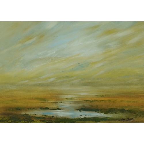 2514 - June Bull - Greatstone Evening, 20th century British school oil on paper, signed, framed and glazed,... 