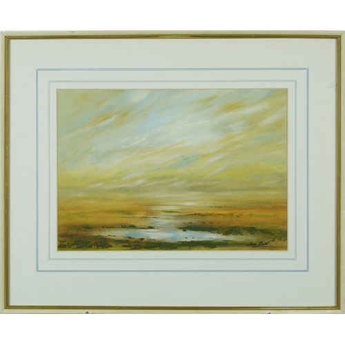 2514 - June Bull - Greatstone Evening, 20th century British school oil on paper, signed, framed and glazed,... 