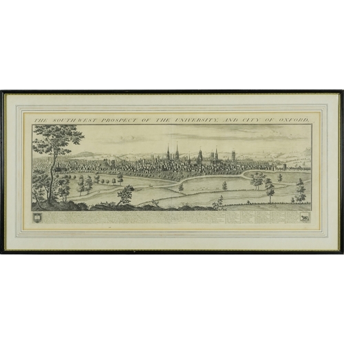 2294 - The Southwest Prospect of The University, and City of Oxford, late 18th century engraving, framed an... 
