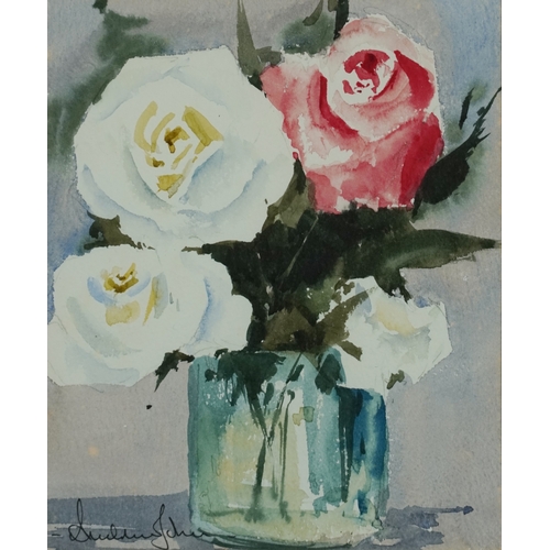 2545 - Andrew John - Still life vase of flowers, 20th century British school watercolour on paper, signed, ... 