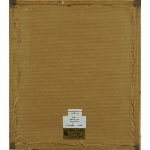 2545 - Andrew John - Still life vase of flowers, 20th century British school watercolour on paper, signed, ... 