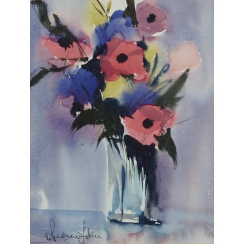 2545 - Andrew John - Still life vase of flowers, 20th century British school watercolour on paper, signed, ... 