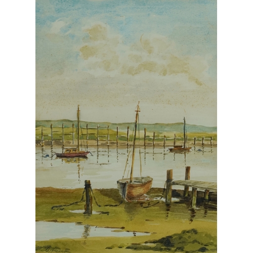 2521 - W. Freeman - Boats near Rye, 20th century British school watercolour on paper, signed, framed and gl... 