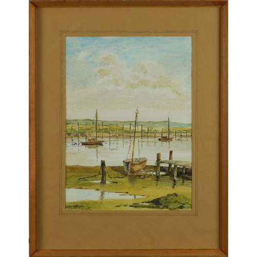 2521 - W. Freeman - Boats near Rye, 20th century British school watercolour on paper, signed, framed and gl... 