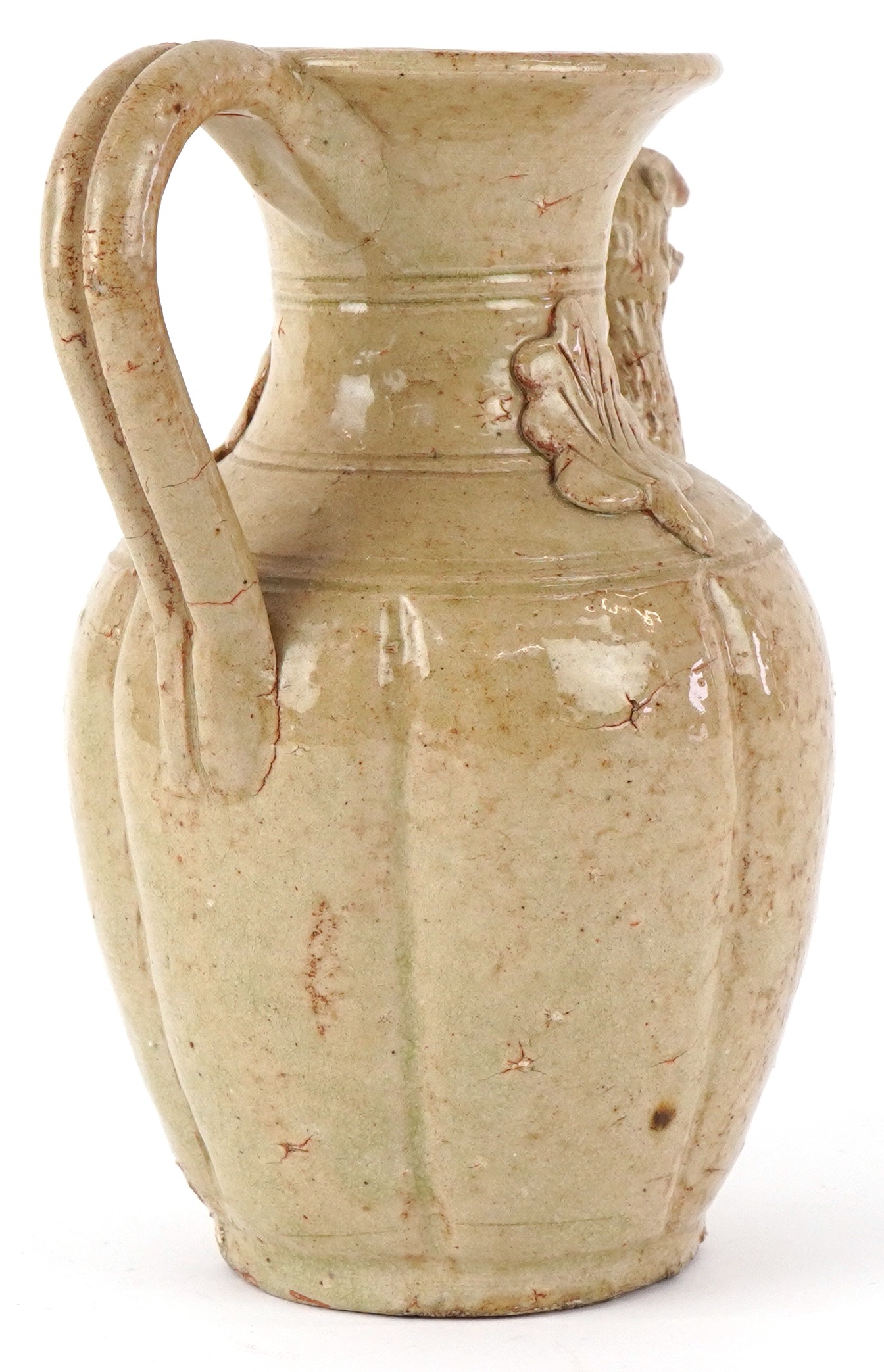 A Chinese stoneware ewer with rooster head spout, 17cm high.