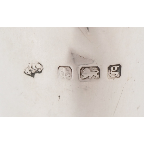 3675 - A Napper & Davenport open salt with blue glass liner and mustard spoon, Birmingham 1922 together wit... 