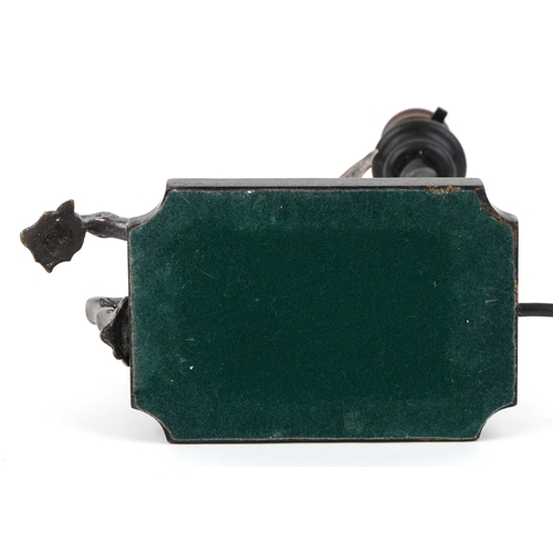 576 - A silver plated study of Pegasus mounted on an ebonised table lamp base, 26cm high.