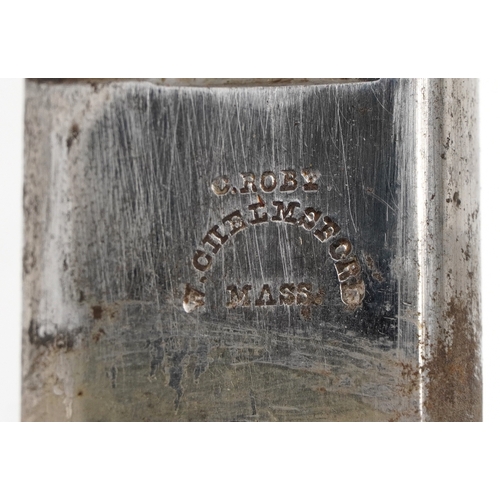 2860 - An American military interest Civil War steel bladed sword and scabbard with turned wooden grip, the... 