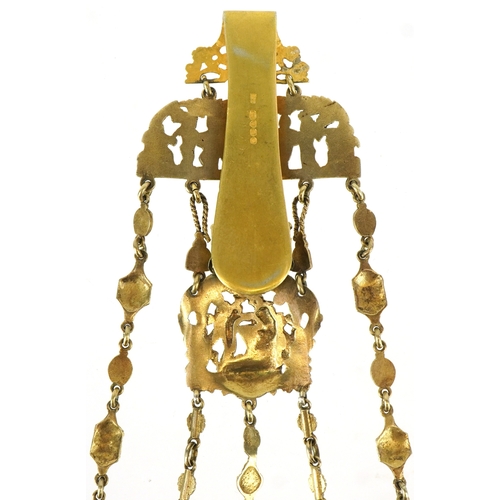 303 - Archibald Douglas, a Victorian silver gilt chatelaine pierced with Putti and scrolling foliage, Lond... 
