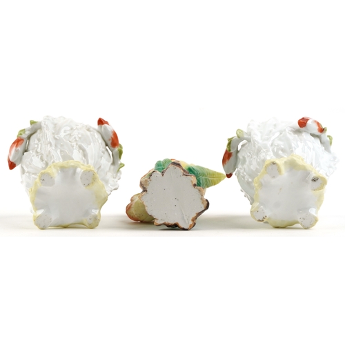 1794 - 20th century China comprising Belleek shell design porcelain and three floral spill vases, the large... 