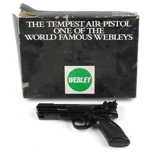 1380 - A vintage Webley & Scott Tempest .22 cal air pistol with box, 21cm in length.
