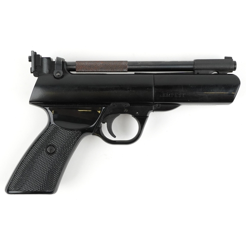 1380 - A vintage Webley & Scott Tempest .22 cal air pistol with box, 21cm in length.