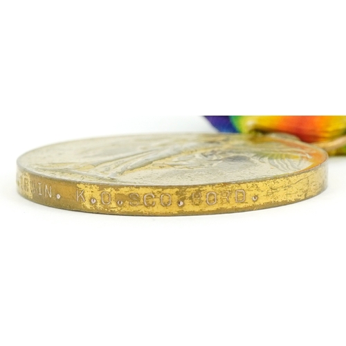 2662 - A British military World War I medal group awarded to 40393 PTE.J.IRWIN.2/K.O.SCO.BORD including a G... 