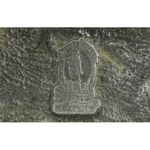 1845 - Two vintage American cast metal belt buckles including an enamelled rhinoceros example, the largest ... 