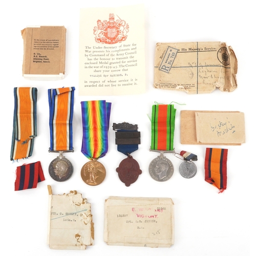 2697 - British military World War I and World War II medals, the World War I medal pair awarded to 132397 C... 