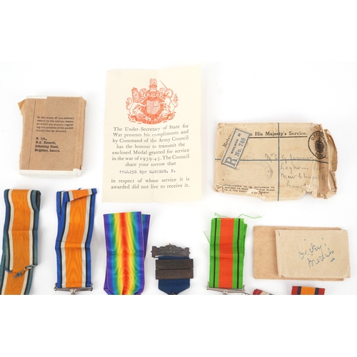 2697 - British military World War I and World War II medals, the World War I medal pair awarded to 132397 C... 