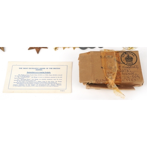 2692 - British military medals including an OBE with box, Territorial medal, dress medals and postage box a... 