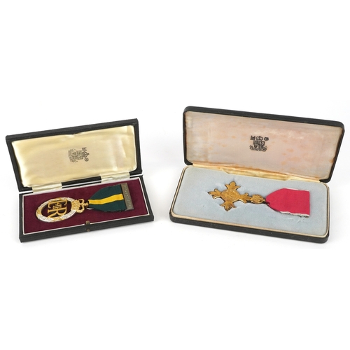 2692 - British military medals including an OBE with box, Territorial medal, dress medals and postage box a... 