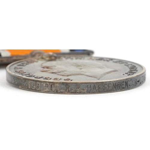 2673 - A British military World War I medal pair and death plaque awarded to 4198 PTE RICHARD WILLIAM HAFFE... 