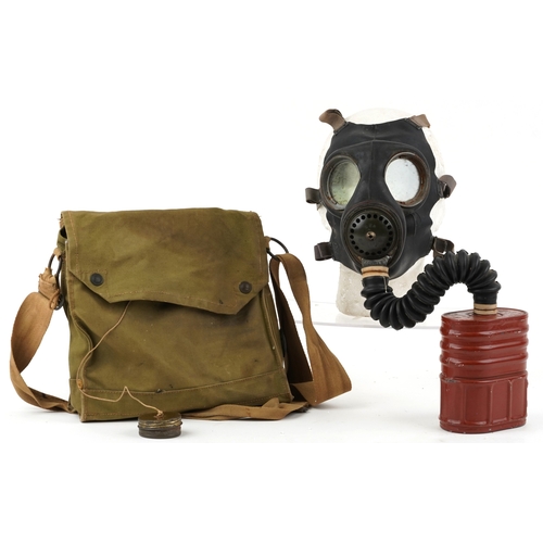 2802 - A British military issue No. 4 III gas mask with canvas case.