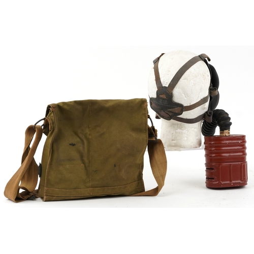 2802 - A British military issue No. 4 III gas mask with canvas case.