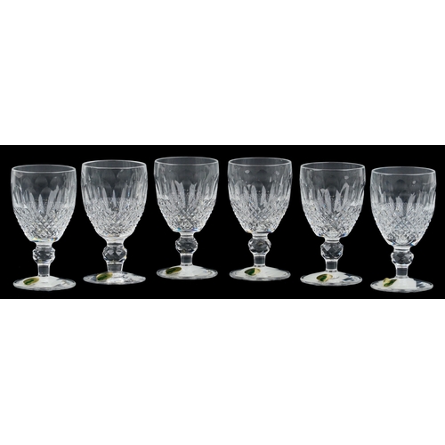 665 - A set of six Waterford Crystal Colleen claret glasses, 12cm high.