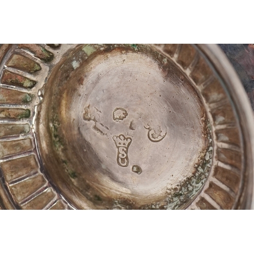 3606 - An antique continental silver beaker, indistinct hallmarks, 8.5cm high, 77.6g.