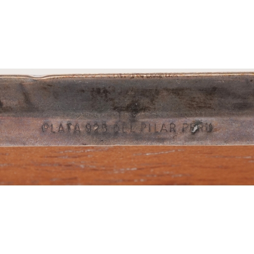 3621 - A Peruvian rectangular silver easel photo frame, 26.5cm x 21cm, aperture size 23cm x 17cm.